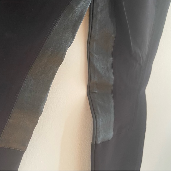 Theory Lamb Leather Trim Black Ponte Riding Leggings Pant - Picture 6 of 14
